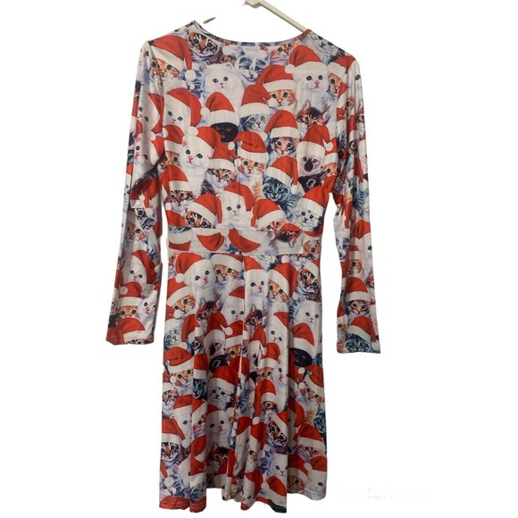 Torary Ugly Faux sweater Christmas Dress Fit And Flare Cats In Hats Sz M - Picture 3 of 13